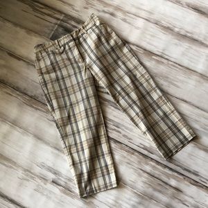 Talbots Plaid Capris in Beige and Blue